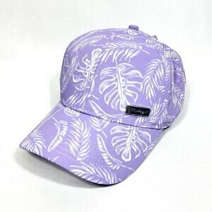 Hurley Women's Baseball Cap - Bayshore Strap-Back Hat Leaf print Lilac NWT